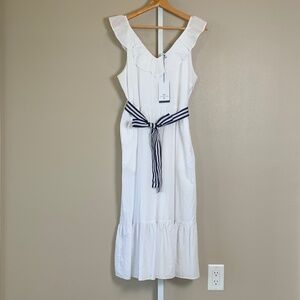 Vineyard Vines Ruffled Sleeveless Belted Midi Dress